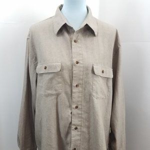 Haggar Long Sleeve Button Down Shirt Lt Brown